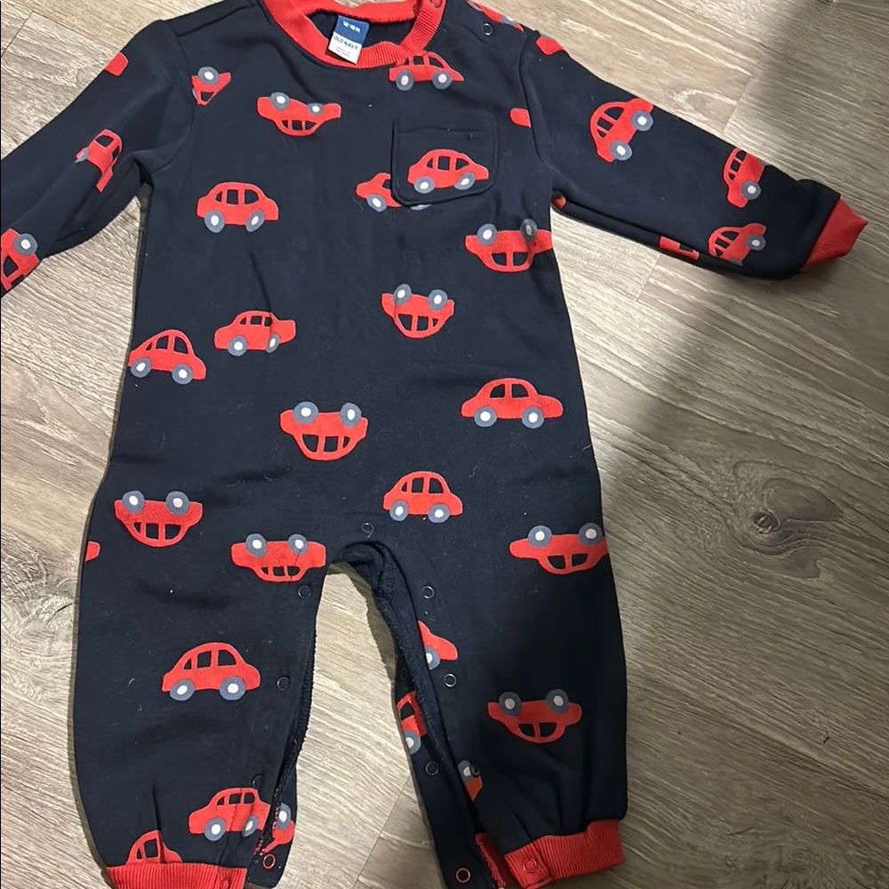 Black and Red Car Print Kids One Piece